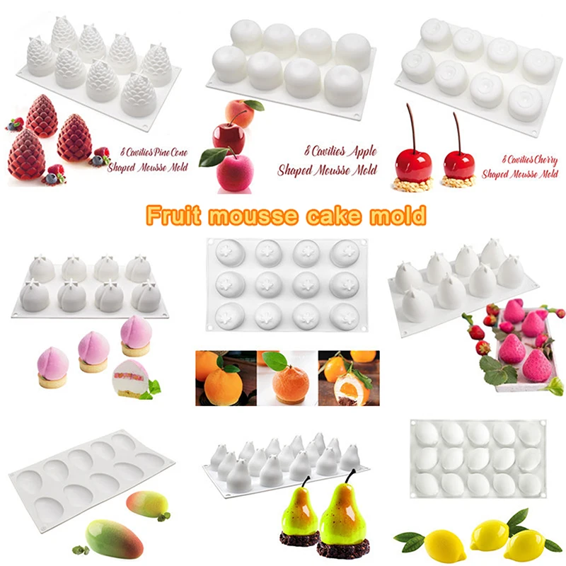 【xxx】 Pineapple Pear Peach Fruit Serie Cake Silicone Mold Mango Orange Baking Mousse Mould Strawberry French Dessert Mousse Mold