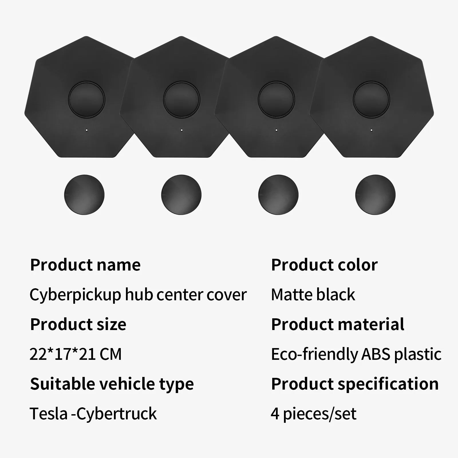 4PCS Coprimozzo centrale per Tesla Cybertruck Copertura completa Impermeabile Antiruggine ABS Copriruota centrale Accessori esterni