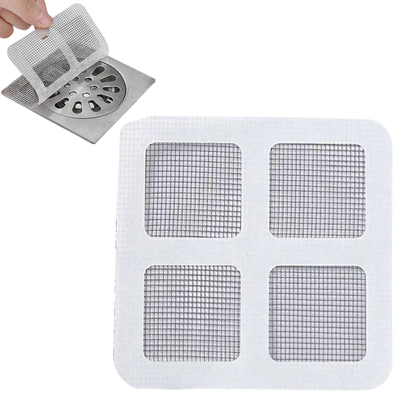 Shower Drain Mesh Stickers Square Shape Shower Drain Hair Catcher Cover for Human and Pet Hair xobw