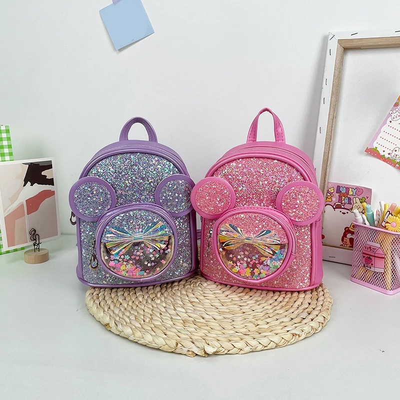 New Cute Children\'s Bag Fashion Sequin Kindergarten Backpacks for Baby Girls Cartoon Casual Schoolbag Princess Bag Girls Gifts