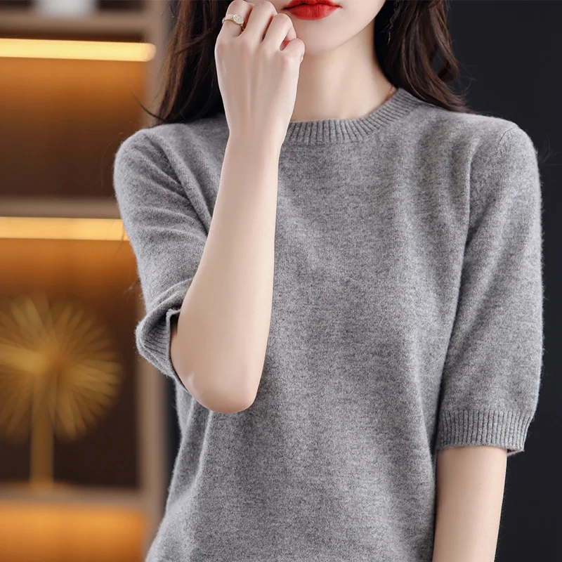 ربيع الخريف فضفاضة المرأة محبوك ort Sve جولة Ne Base irt التخسيس اللون تنوعا رقيقة سترة #4