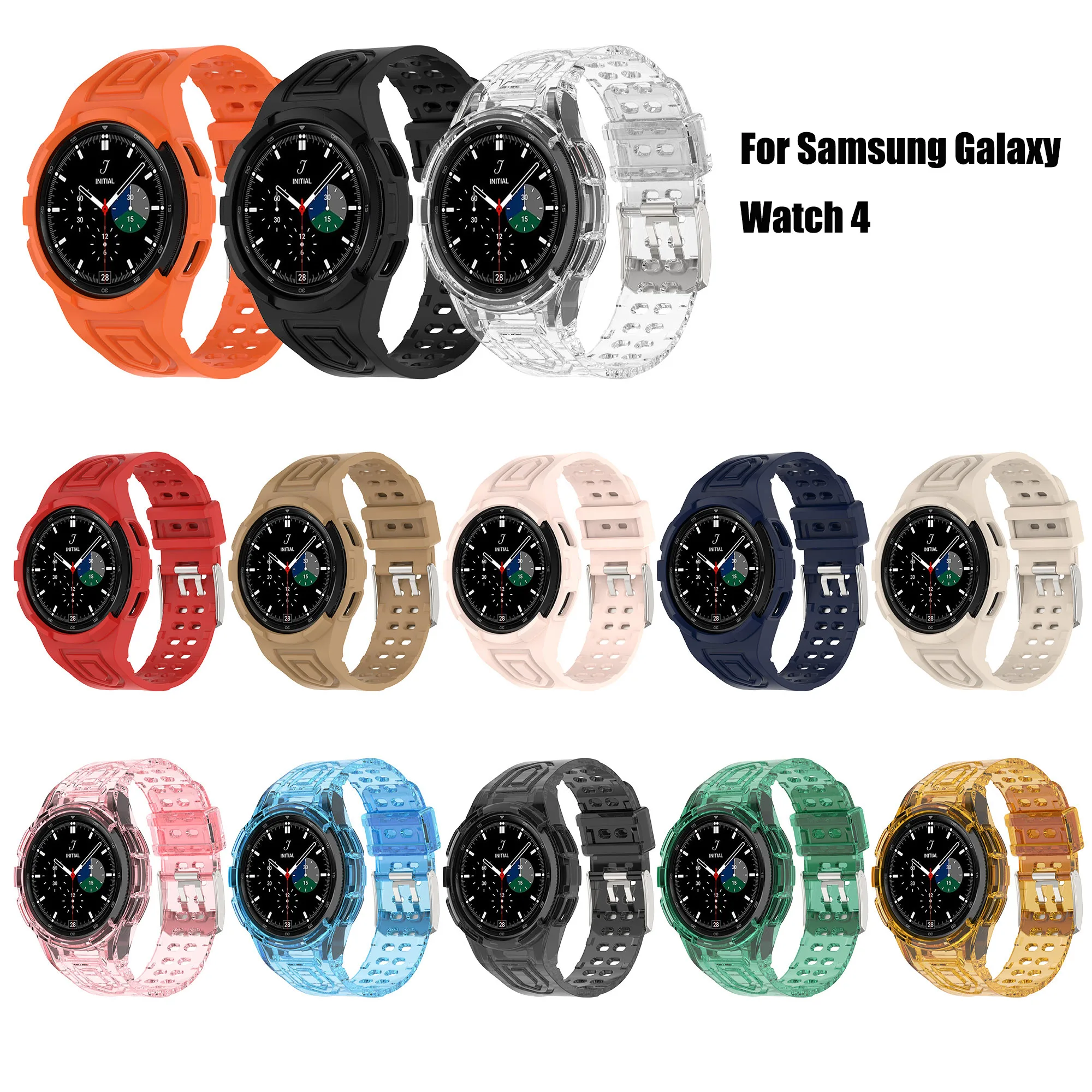 Transparante Clear Strap + Case For Samsung Galaxy Watch 4 classic 46mm / Galaxy Watch4 44mm 40mm Sports Silicone Band Bracelet