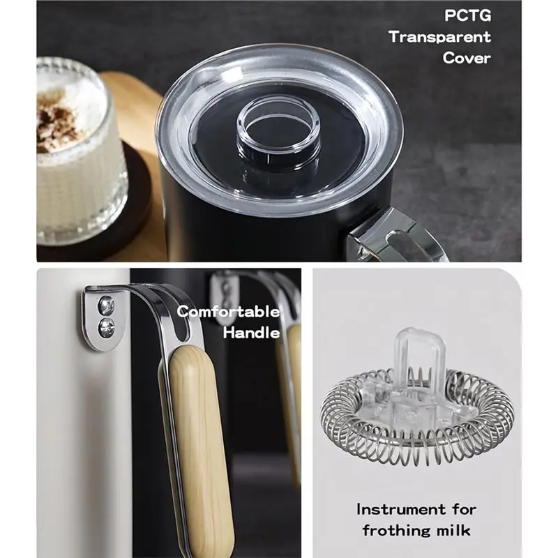 [HOT!】 Milk Frother Electric, 5-In-1 Milk Steamer With Touch Control, 350Ml Automatic Warm And Cold Foam Maker Warmer EU Plug