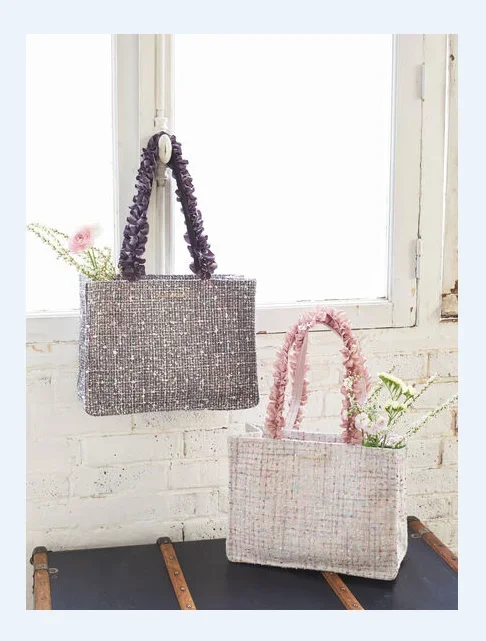 Imagem -02 - Tweed Brilhante Superfície Flor Plissada Alça Bolsa de Ombro Bolsas Femininas Pequena Bolsa Quadrada Moda Japonesa Estilo Clássico Nova