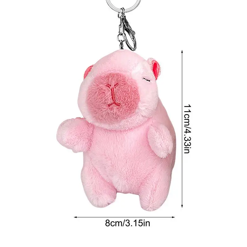 Portachiavi capibara farcito Portachiavi in peluche per cartoni animati Portachiavi animale in peluche da 11 cm Accessorio di moda portatile per ragazze dei ragazzi