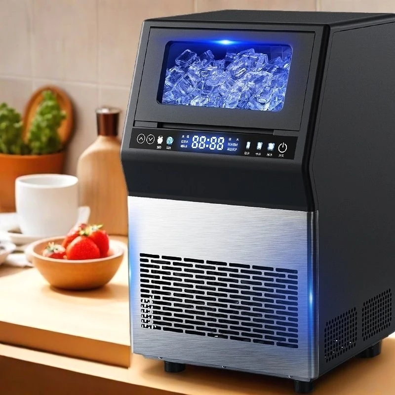 35kg/day Electric Cubic Ice Maker with Auto Filling Water & Bottled Water for Hotels & Restaurants Stainless Steel Housing