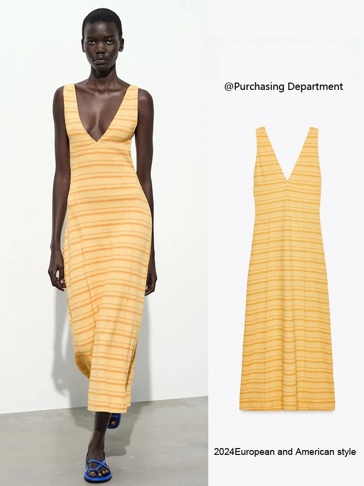 

Summer New Women's Dr High Waist Long Skirt Stripe Pattern Svel Gown for Par Ocns ZA2025