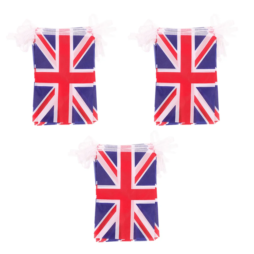 

3 Strings Union Jack Bunting Flag British Banner String Double Stitched Durable for Indoor Outdoor Party Garden Decor British