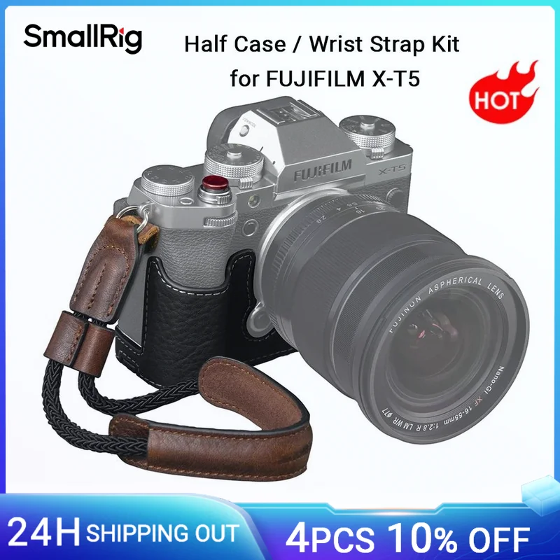 SmallRig Half Case / Wrist Strap Kit for FUJIFILM X-T5 Leather with 1/4\