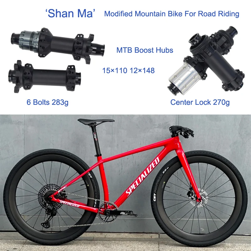 

LIENGU Shan Ma Modified Mountain Bike for Road Riding Hubs 36T Ratchet MTB Boost 6 Bolts or Center Lock Disc Brake Straight Pull