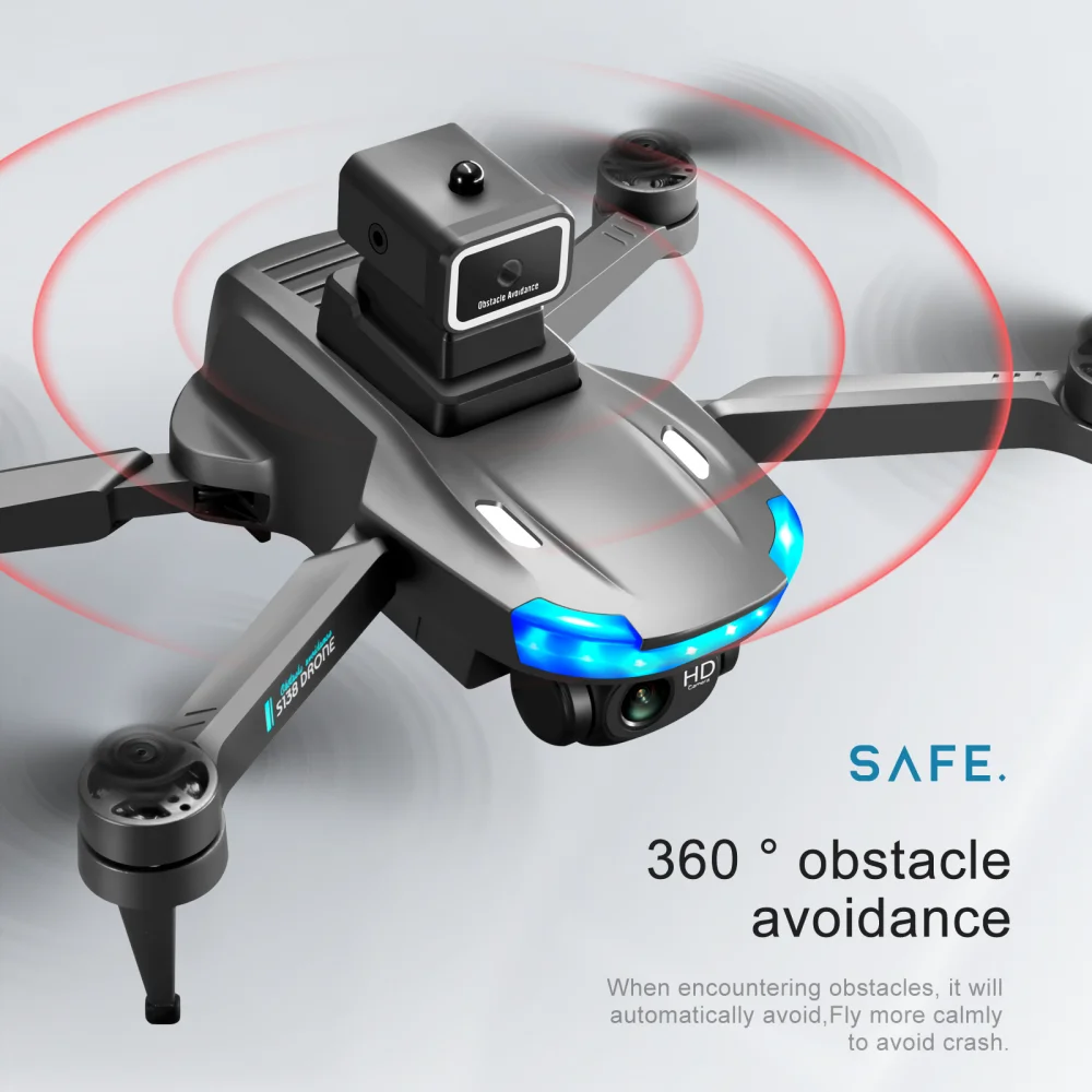 S138 Brushless Drone Toy 2.4G Foldable RC Quadcopter with All-Round Obstacle Avoidance Dual Camera Optical FPV Drone