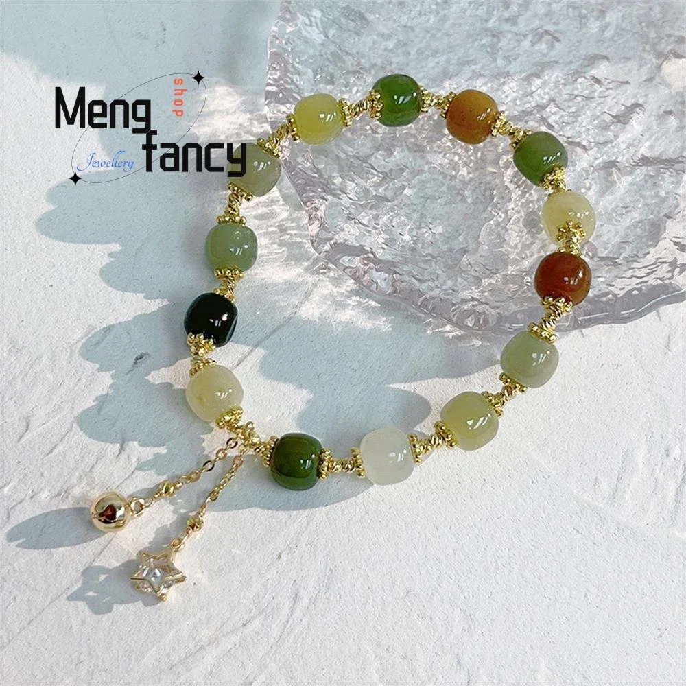 Natural Hetian Yuqing white jade bracelet light luxury sweet sunny water lake water green female Valentine's Day friends gift