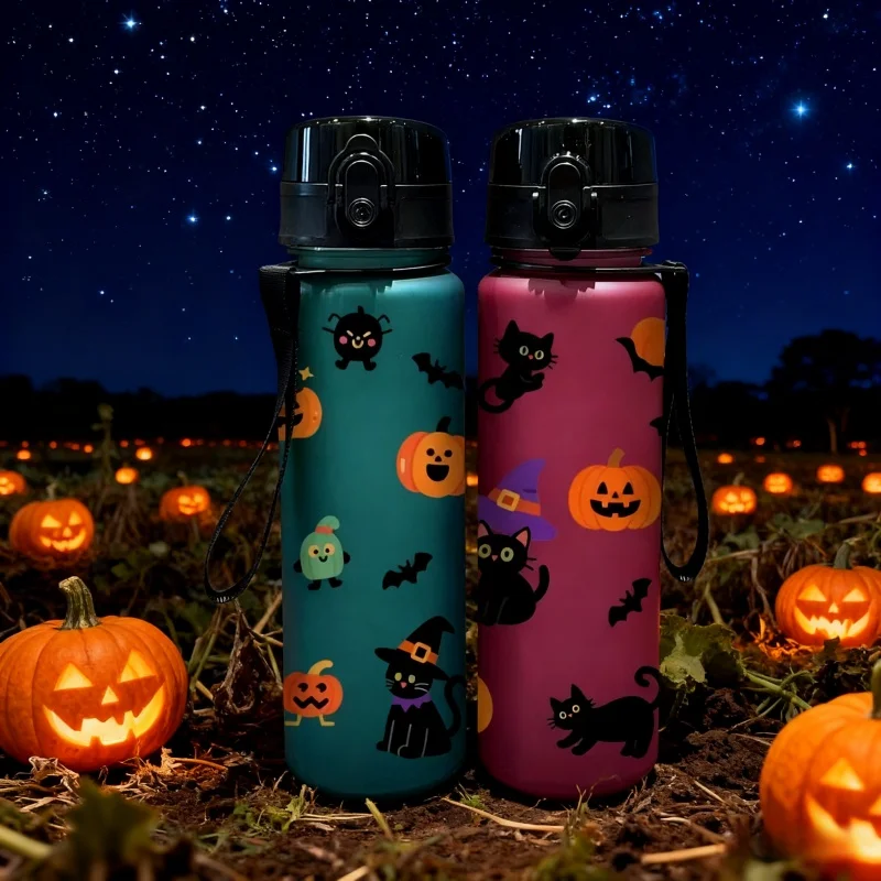 

Бутылка для воды на Хэллоуин с 3D-печатью емкостью 650 мл — не содержащая ПВХ, герметичная и матовая, идеальный термос для горячих напитков (случайный и практичный!)
