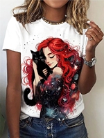 Modern and Beautiful Girl Fashion Women's Christmas and New Year T-shirt Clothing Printed Pattern Short Sleeve T Women's T-shirt