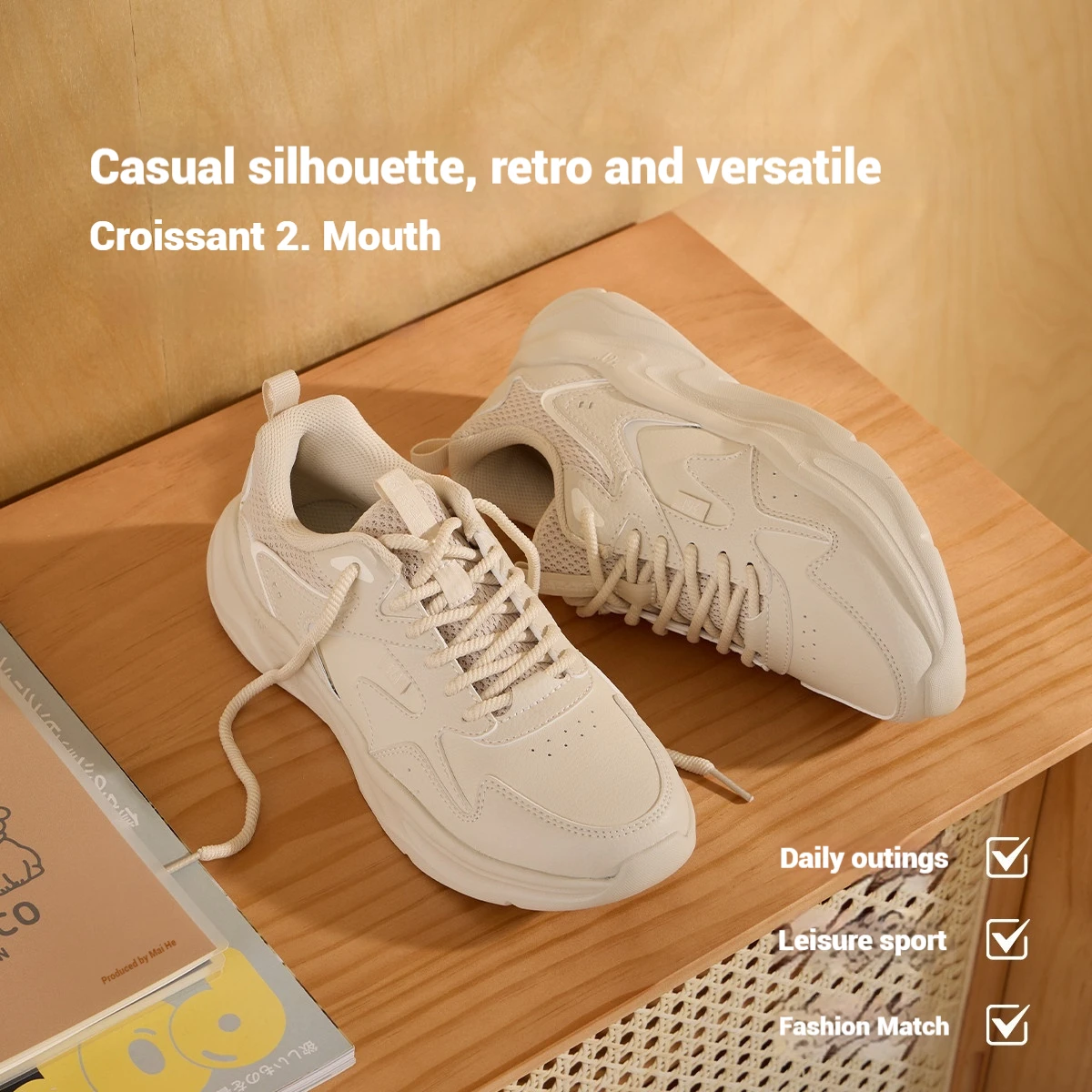 Leuven Croissant-Baskets à l'offre elles optiques pour femmes, Chaussures décontractées pour femmes, Rétro, Doux, observateur, Classique, Polyvalent, Hiver, 361, 682436718