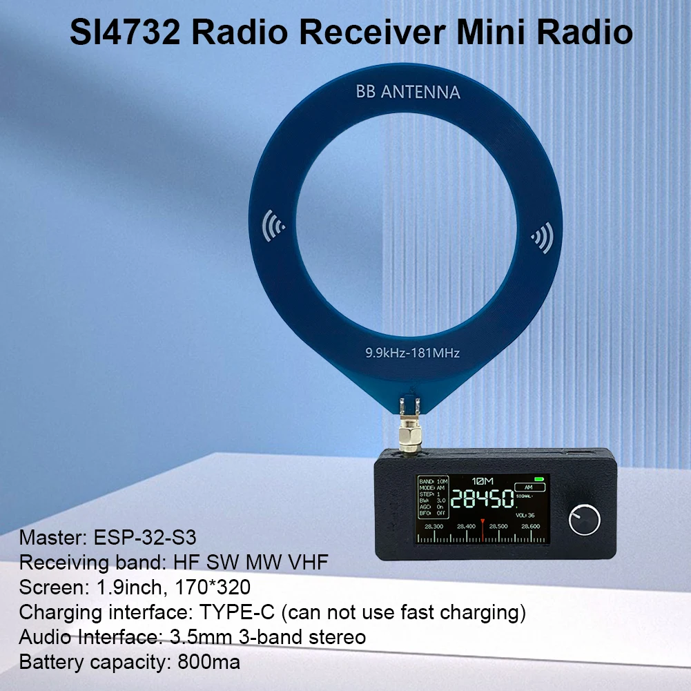 SI4732 0.5-108 ميجا هرتز راديو محمول LSB USB AM FM جيب راديو صغير مع هوائي تليسكوبي راديو FM/AM HF SW MW VHF راديو