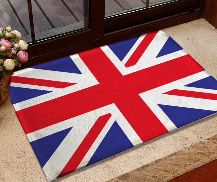 Ational Flag USA/UK Pattern Entrance Doormat Home Hallway Floor Mat Bathroom Anti-Slip Rug Flannel Kitchen Living Room Floor Mat