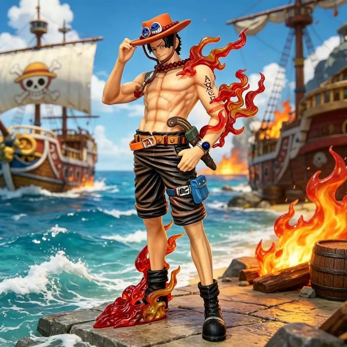 20cm One Piece Anime Figure - Luffy Ace Action Figurine 'Fire Fist' Dreamy Ace Statue PVC Model Collection - Desktop Toy for Kid