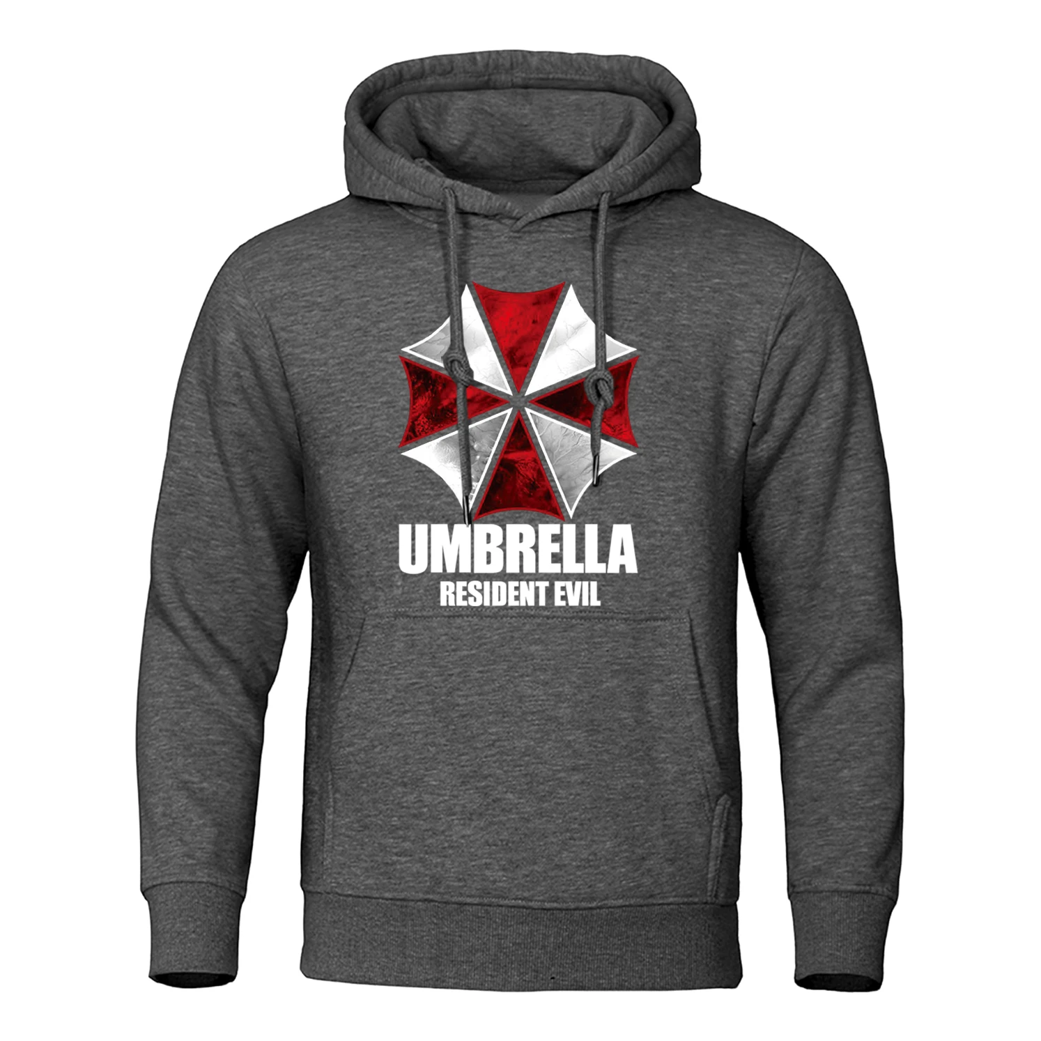 Red And White Protective Umbrella Hoody Mens Personality Loose Hoodie Fashion Pullover Sweatshirt Oversized Fleece Clothing Man