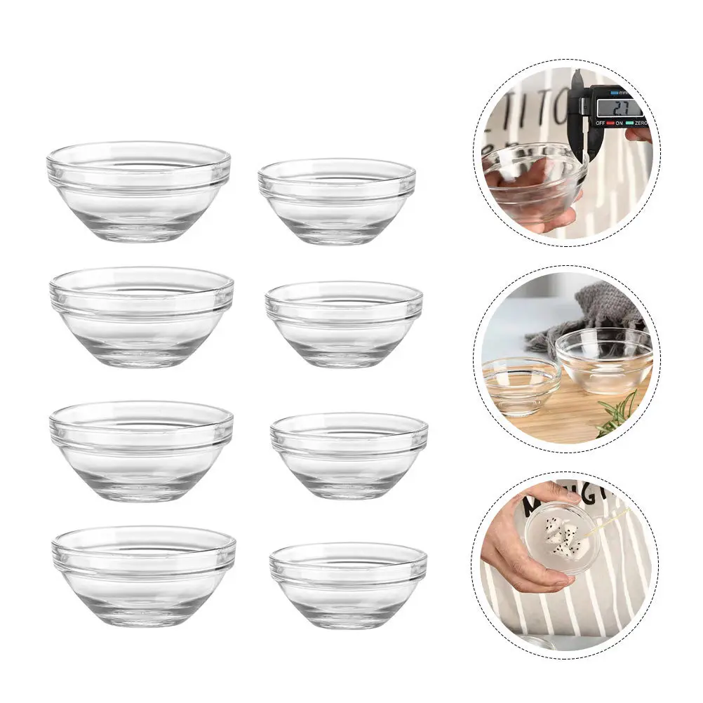 

8Pcs Pudding Bowls Glass Dessert Containers Bpa Free Easy Clean Molds for Jelly Rice Pudding DIY Sweets Home Kitchen Use