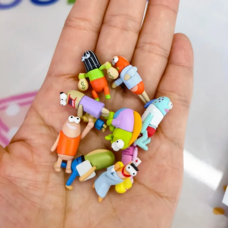 Original SpongeBob Bikini Bottom Bewohner Mini-Bean-Figur Blindbox Hintergrund-Fisch-Puppe Tischdekoration Anime Sammlerstück Geschenk – Detail 4