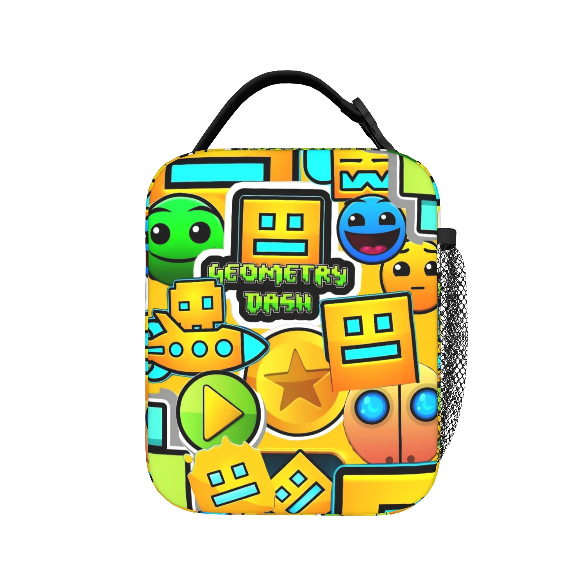 Geometry Dash Games Insulated Lunch Bag for Men Women  Food Container Portable Thermal Cooler Lunch Boxes For Work
