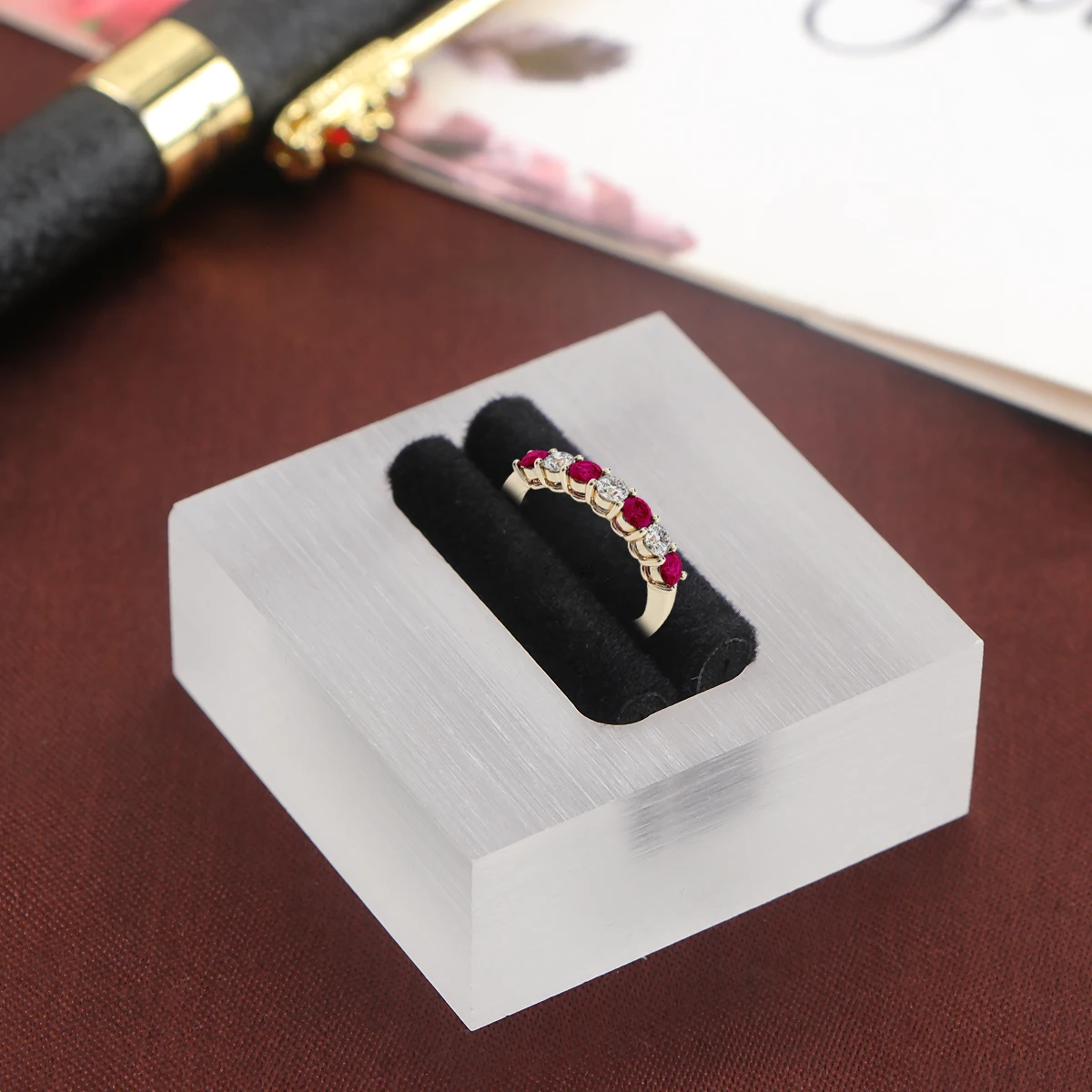 

2 Pcs Acrylic Ring Display Stand Square Jewelry Display Organizer Practical Storage Rack for Home Showcase Jewelry Shop (Matte)