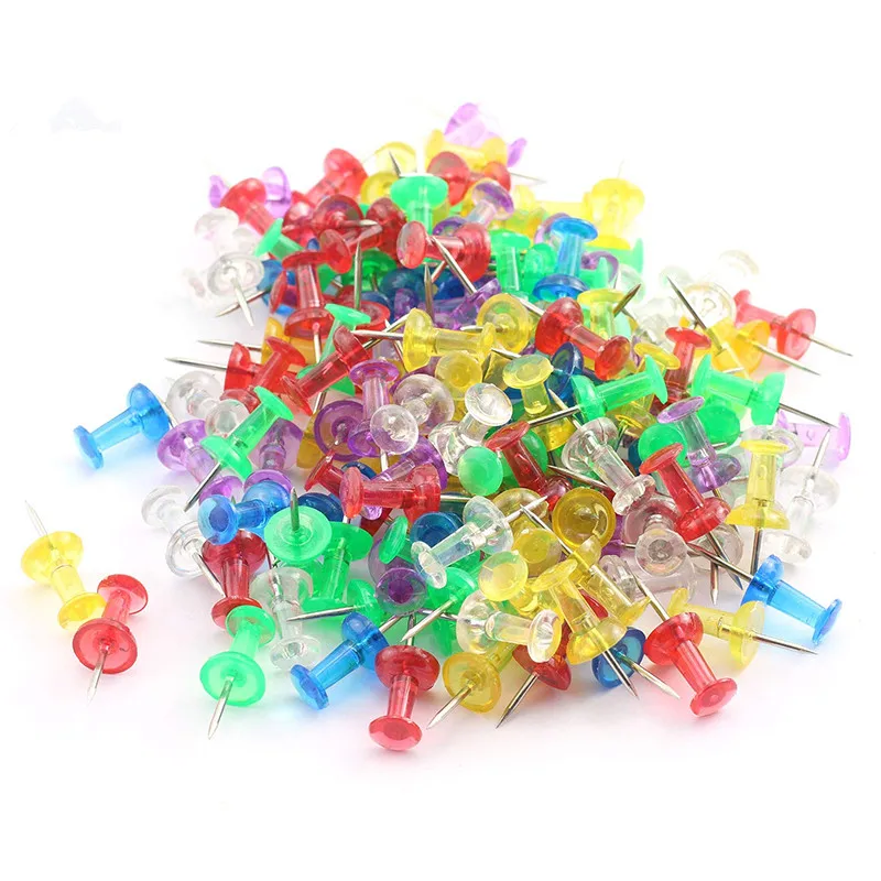 

200 Pcs transparent Push Pins Map Pin Cork Board Thumb Tacks Pushpin Stationery Buttons Pins Office School Supplies