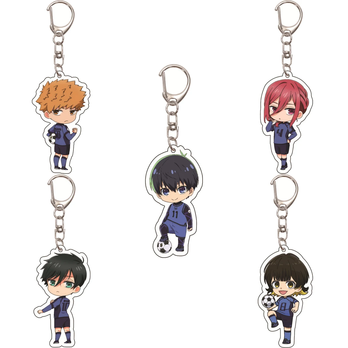 55MM Anime Blue Lock Figure Yoichi Isagi Hyoma Chigiri Meguru Bachira Rensuke Kunigami Acrylic Keychain Chrismas Cute Gifts