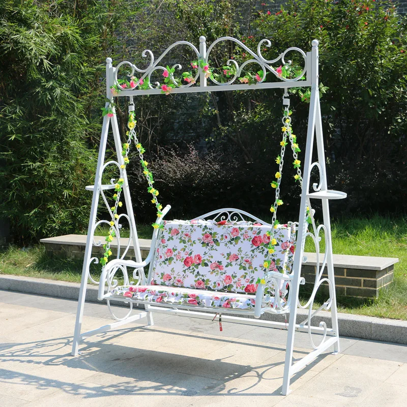 

Outdoor Swing Garden Garden Wrought Iron Balcony Double Swing Chair Adult Hanging Basket Cradle Hanging Chair Outdoor Swing