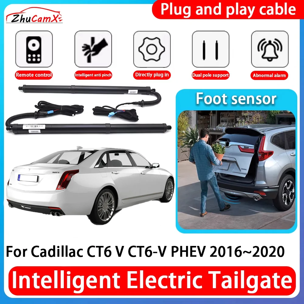 ZhuCamX Car Power Trunk Electric Suction Tailgate Intelligent Tail Gate Lift Strut For Cadillac CT6 V CT6-V PHEV 2016~2020