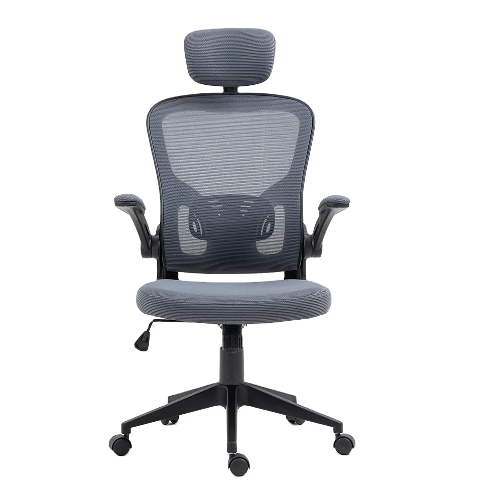 Modern Design Flip Up Armrest Head Rest Ergonomic Lift Chair Mesh Fabric Office Chair With Lumbar Support