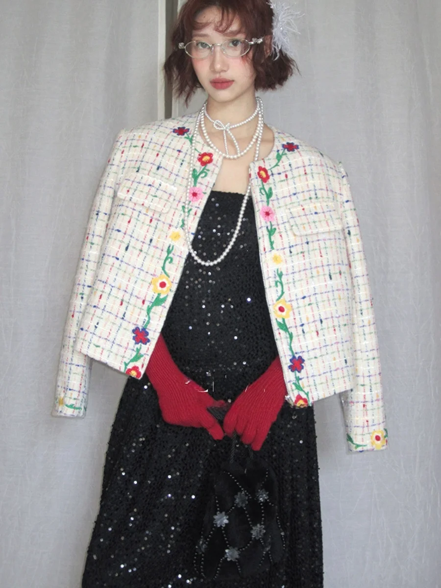 

Женская модная твидовая куртка Ltoo с вышивкой, новая, зимняя, в стиле французской элегантности, с эффектом высокого класса