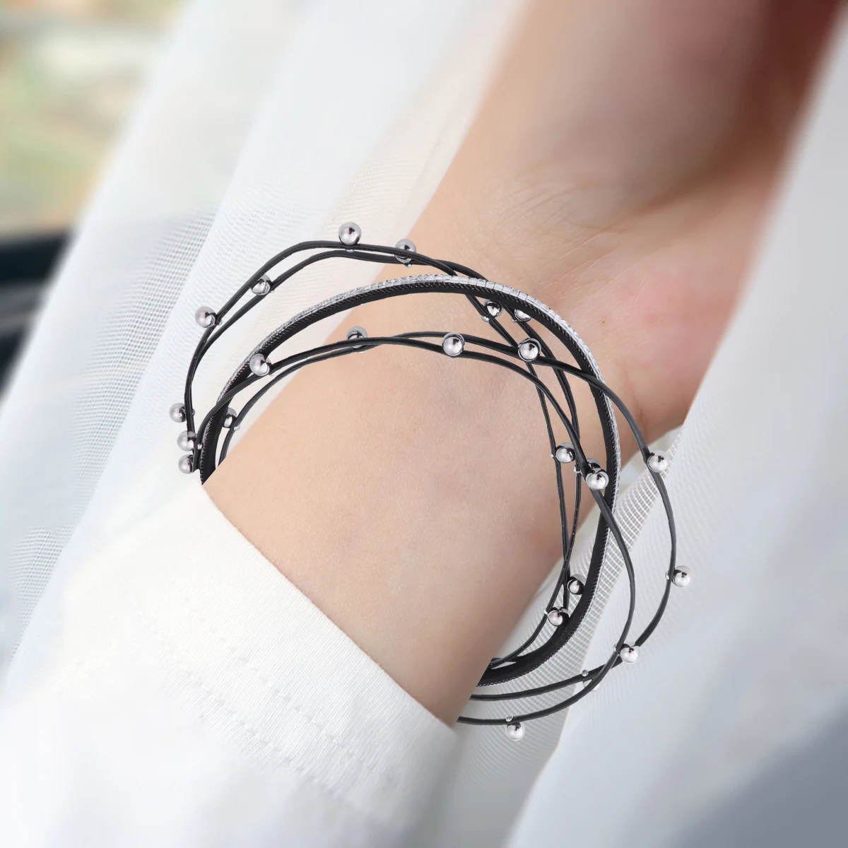 Diamond Bracelet Rhinstone PU Pearl Elegant Wrist Jewelry Bangle Rhinestones