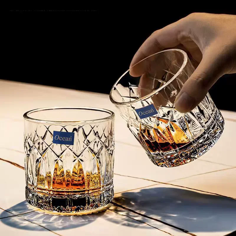 

2pcs Glass Cup Whiskey 350ml Relief Cups Drinkware Kitchen Glasses for Cocktail Iced Coffee Beer Water Household Wine Glass Sets