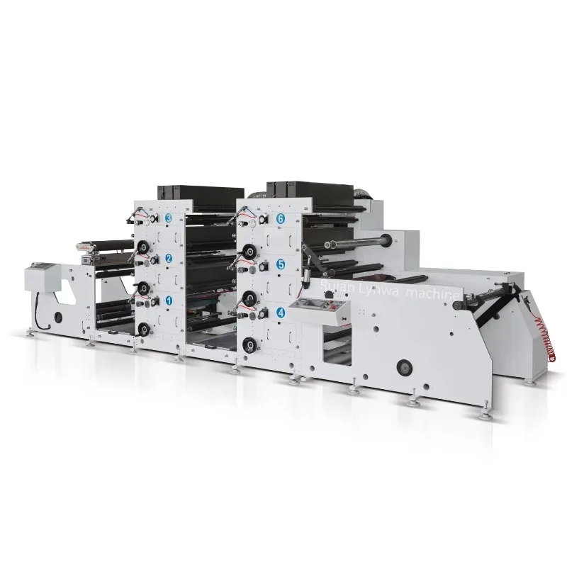 2 Towers 3+3 6 Color BOPP PET Label Paper Flexo Printing Machine with Die Cutting Slitting Turn bar Cold Foil Stamping