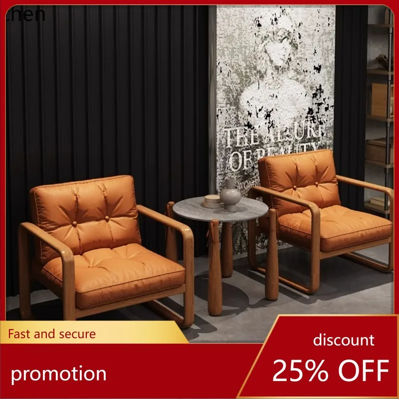 HT Barber Shop Sofa Waiting Chair Cat Claw Leather Barber Shop Customer Sofa Sitting Area Sofa Chair
