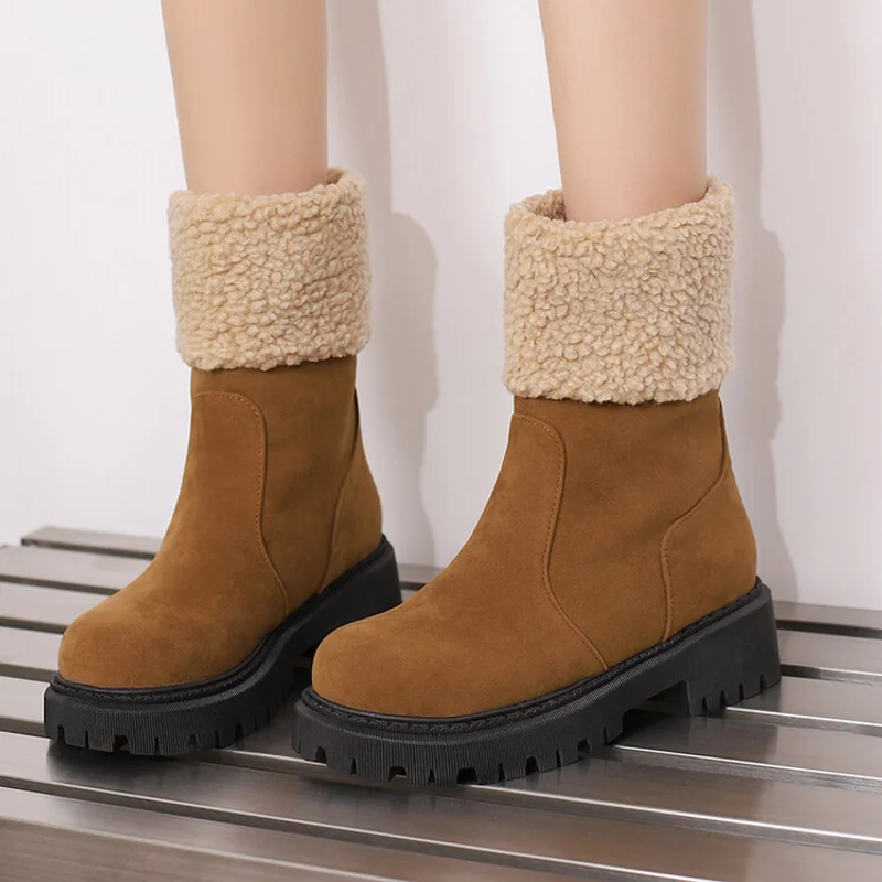 Winter Snow Boots 2024 Short Boots Warm And Comfortable Suede Women's Boots Foreign Trade Large Size 34-43 Women's Shoes
