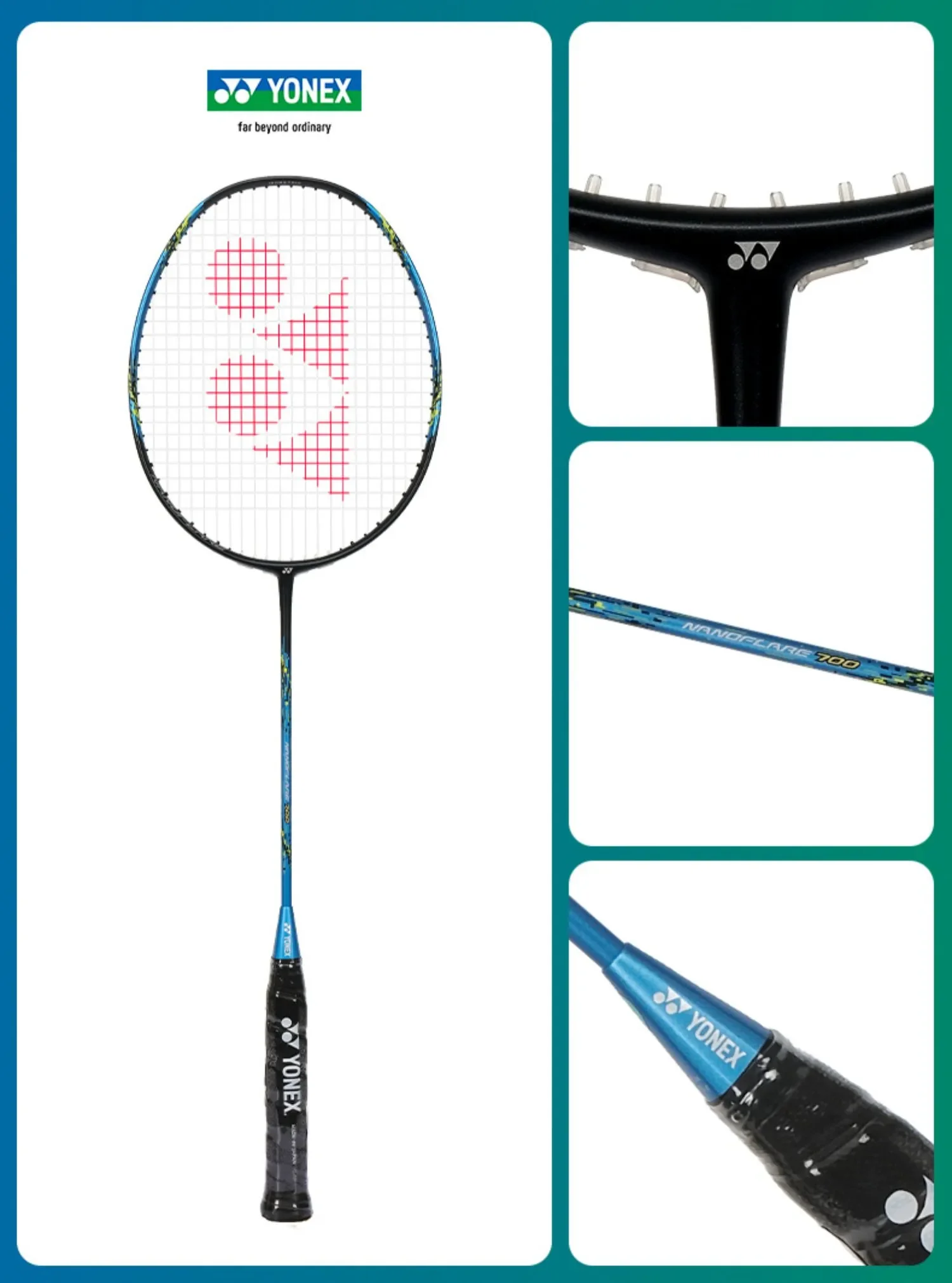 Yonex NANOFLARE série profissional conjunto de raquete de badminton, libras e cordas personalizadas todo em carbono, 20-28 libras, NF700