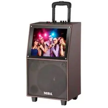 12AH Big Battery Powered 23 inch HD Touch Screen 15 inch Outdoor Rechargeable Amplifier Trolley Speaker with 2 PC Wireless MIC