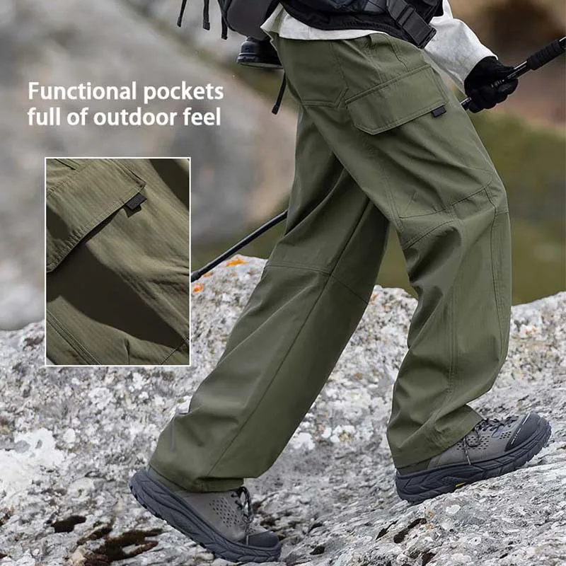 Men\'s Hiking Pants Spring Autumn Quick Drying Waterproof Breathable Side Pockets Fishing Camping Huntting Outdoor Sport Pants