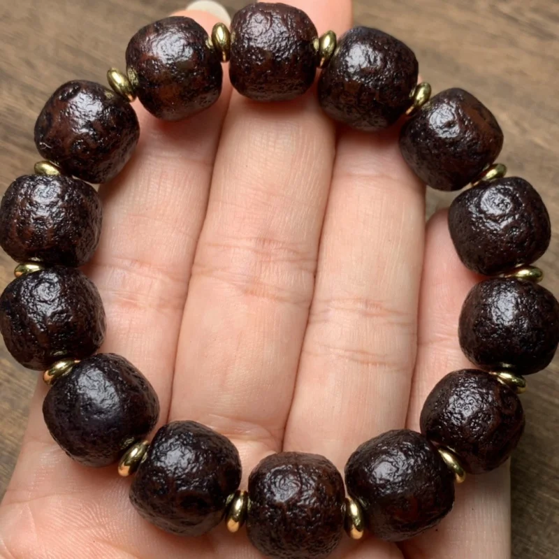 

Tibetan Boutique Old Agate Old-Styled Bead Ruyi Pattern Bracelet Retro Ethnic Style Single Ring Hand-Held Bracelet