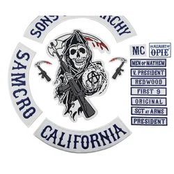 Sons of Patch Anarchy Embroidery Iron On Sew On Motorcycle Patch Spersonalizowana odznaka MC Biker Rock SOA Original Navy Set Patches