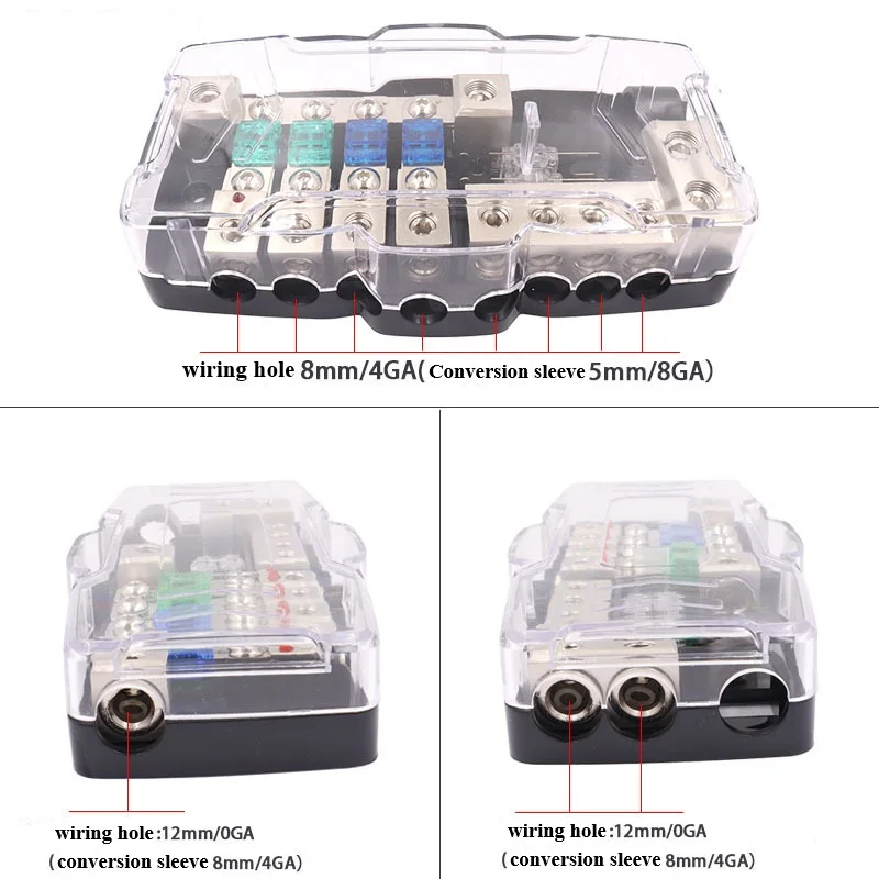 30A 60A Fuse Blade Box Splitter Block with LED Indicator DC Distribution 12V-48V for Car Player Audio Stereo Fuses Holder