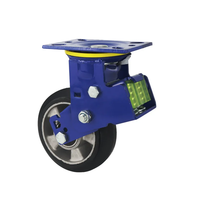 

Сверхмощные амортизирующие колеса, 4-дюймовые 5-дюймовые двойные пружинные бесшумные универсальные ролики для плоского тормоза тележки