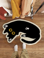 VIKAMA Cartoon Bedroom Rug Cat Shaped Irregular Foot Mat Plush Room Bedding Sofa Bed Blanket Dirt Resistant Cushion Home Decor