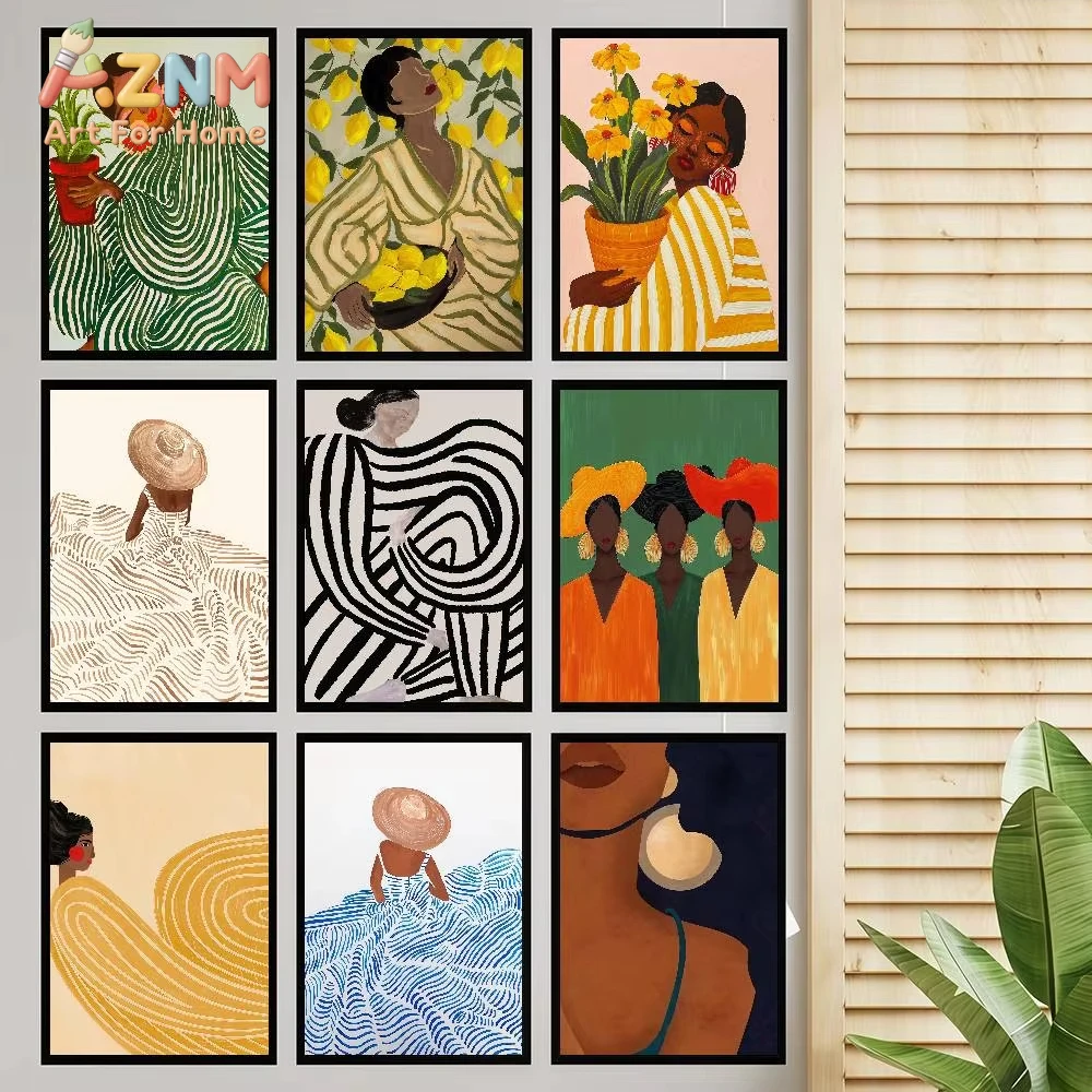 

1pc Abstract Line Geometry Curve Girl Whitepaper Poster HD Quality Poster Wall Art Painting Study Room Wall Decor