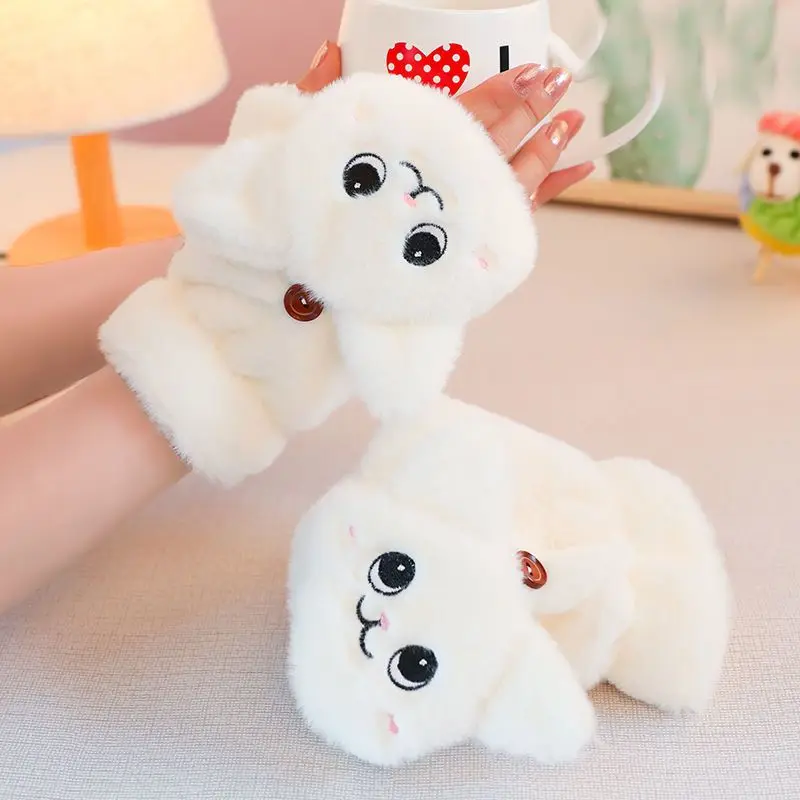 Fashion Women Winter Warm Exposed Half Finger Cat Faux Fur Velet Gloves Lady Outdoor Mittens Girl Student Mitts Party Gift Gl30
