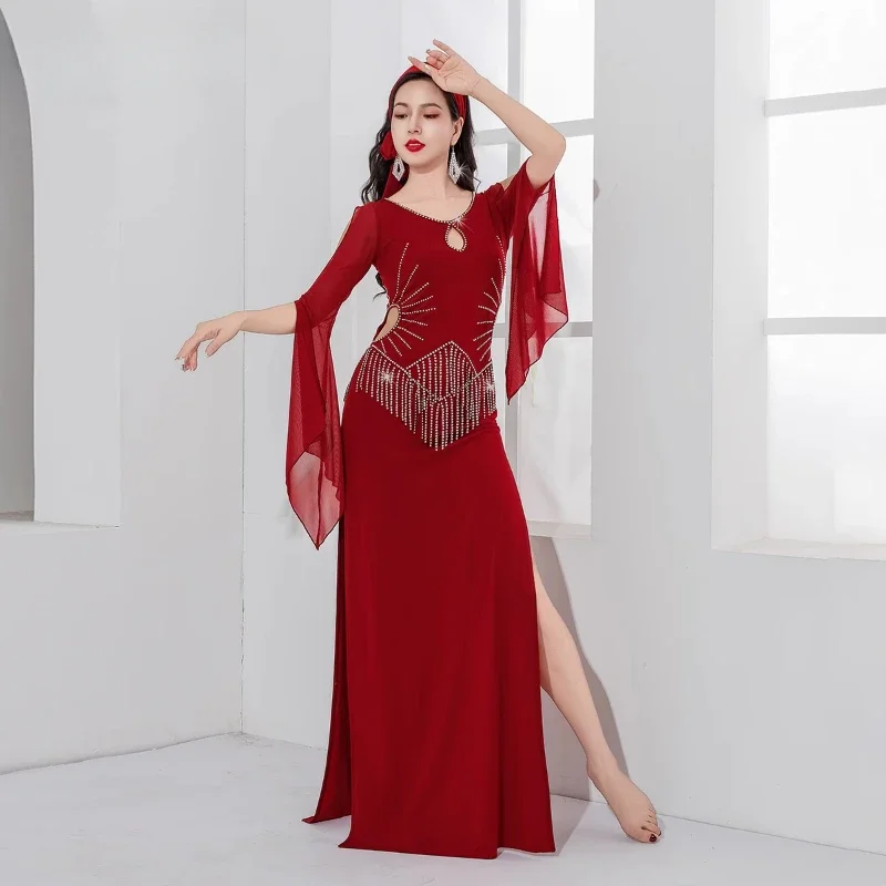 Frauen Halbarm Kostüm Robe Erwachsene Saibi Shaabi Baladi Praxis Kleidung Bauchtanz Tragen Outfit Bauchtanz Kostüm Anzug