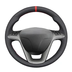 Black Faux Leather Car Steering Wheel Cover for Lancia Delta 2008-2015 Ypsilon 2011-2024 Chrysler Delta 2011-2014
